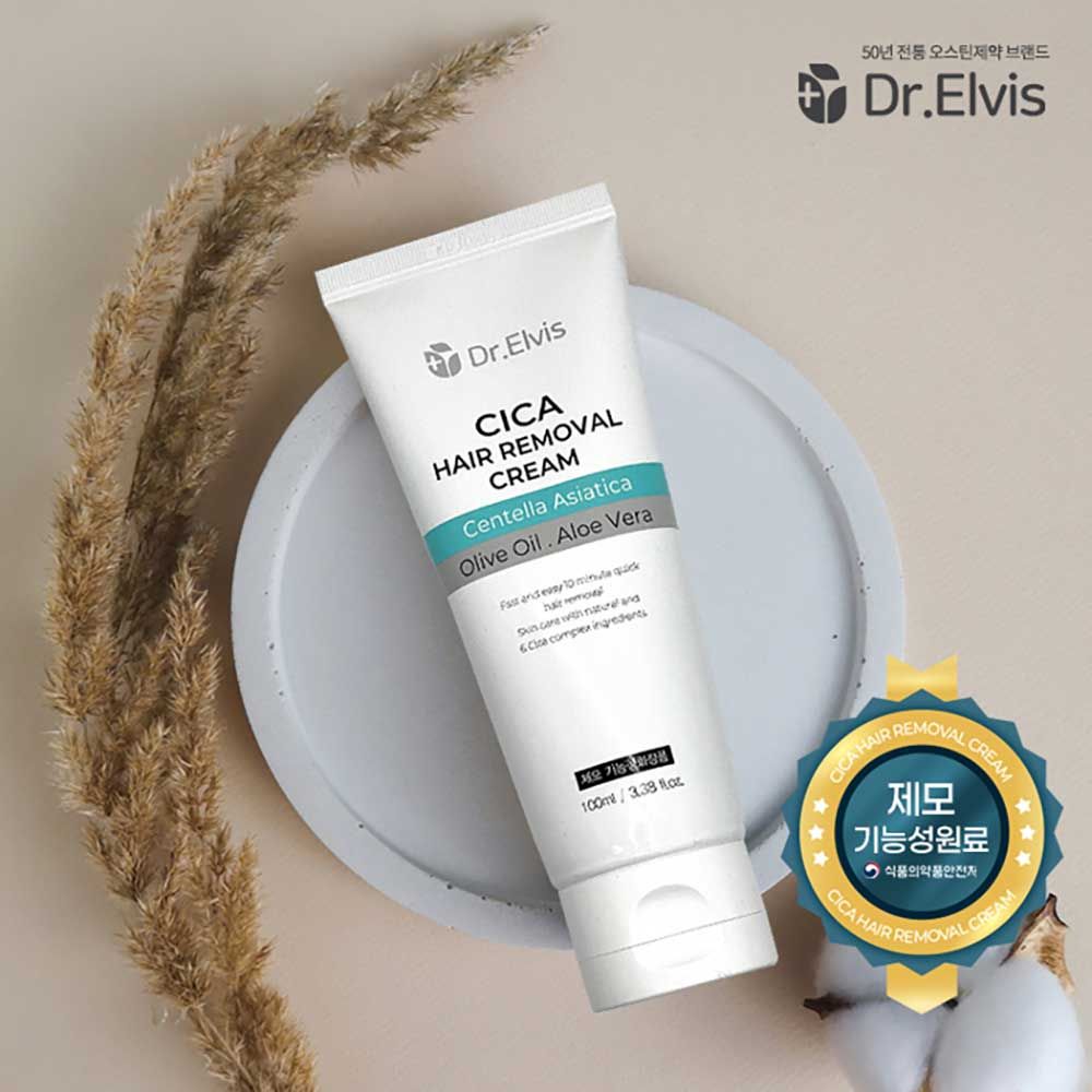 AUSTIN PHARM Dr.Elvis Cica Hair Removal Cream 100ml 3.38fl.oz. — Smooth, Painless Removal with Cica Complex & Thioglycolic Acid for Sensitive Skin _ Made in KOREA